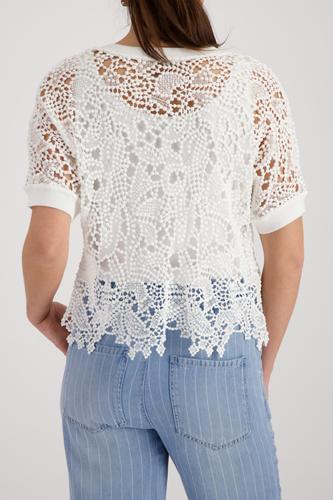 Pullover mit Spitzenmuster 44 - Cream