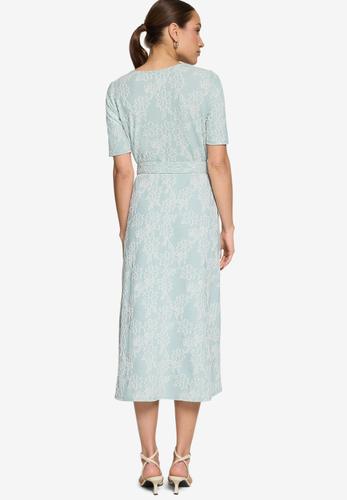 Midikleid mit Blumen-Stickerei 36 - Blue/cream