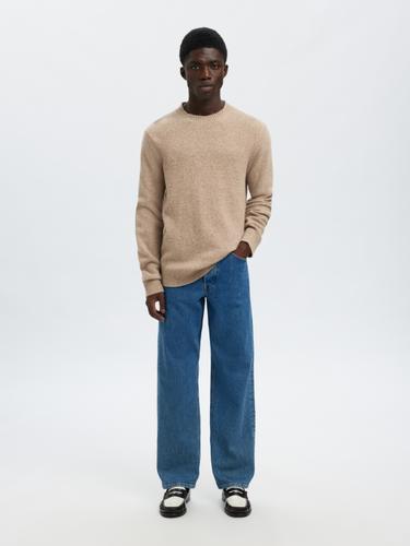 SLHNEIL LS KNIT NEPS CREW NECK XL Normal geschnitten - Oatmeal