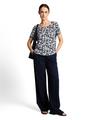 Crinkle T-Shirt mit Muster XXXL Regular Fit - Blue Ginkgo Minimal