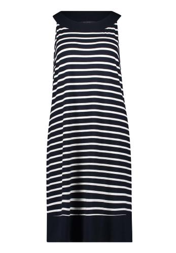 Sommerkleid 40 Leicht tailliert - Dunkelblau/Weiß