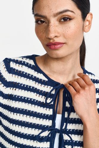Striped Ajour cardigan with bows Blau L