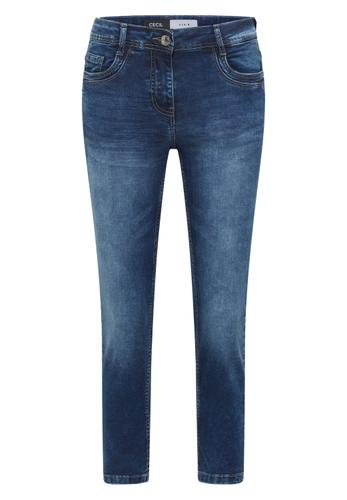 Mid Waist Slim Leg Jeans im Casual Fit 33/7/8 Hosen - Mid Blue Used Wash
