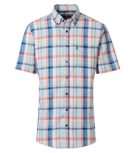 Leinenhemd Kurzarm 3XL Comfort Fit - Blau