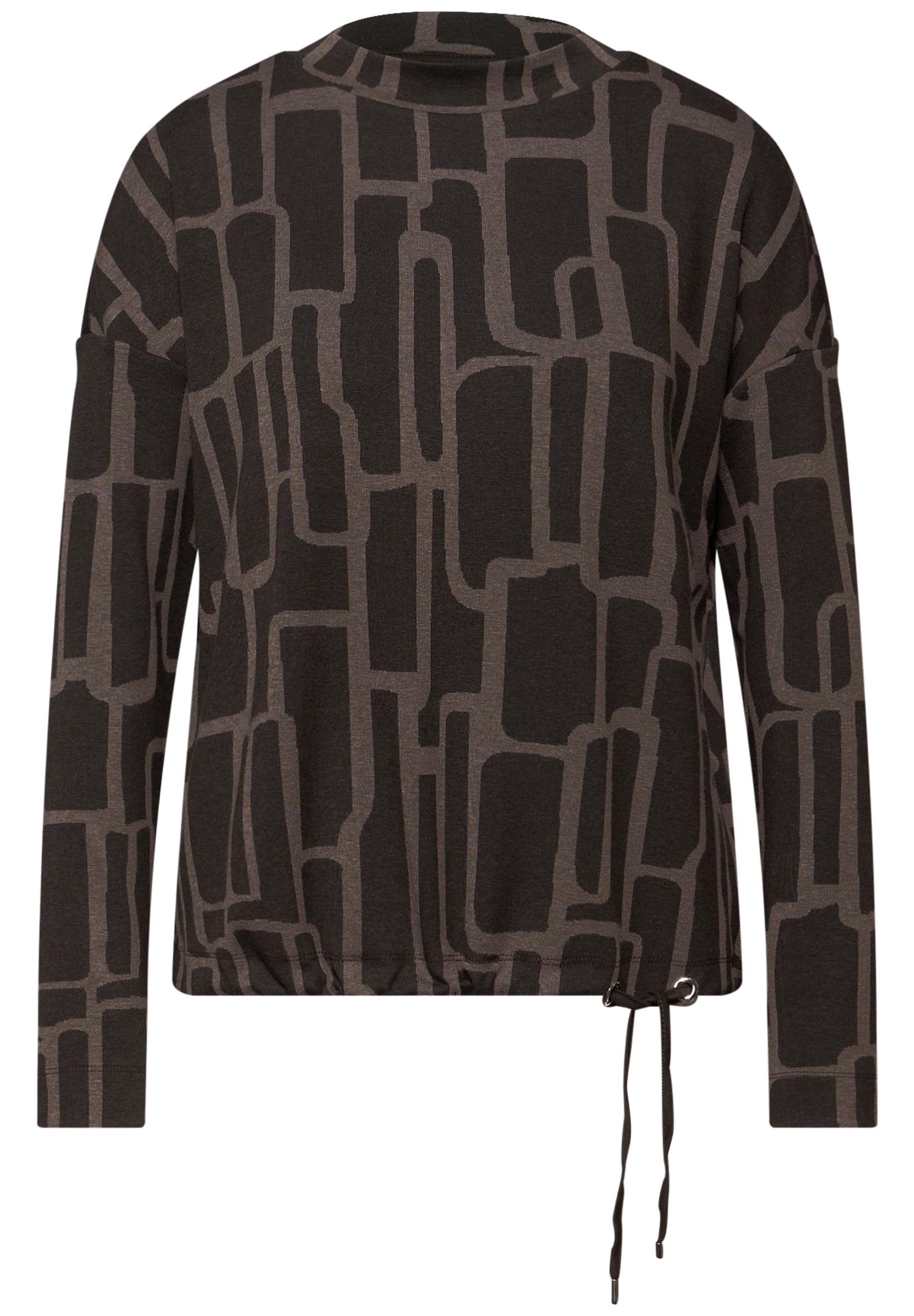 Print Shirt mit Tunnelzug 40 - Darkest Brown