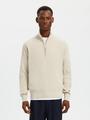 SLHRODNEY LS HIGH NECK HALF ZIP S Normal geschnitten - Oatmeal