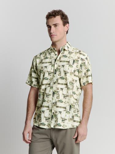 Shirt Short Sleeve Allover Printed M Regular Fit - Green