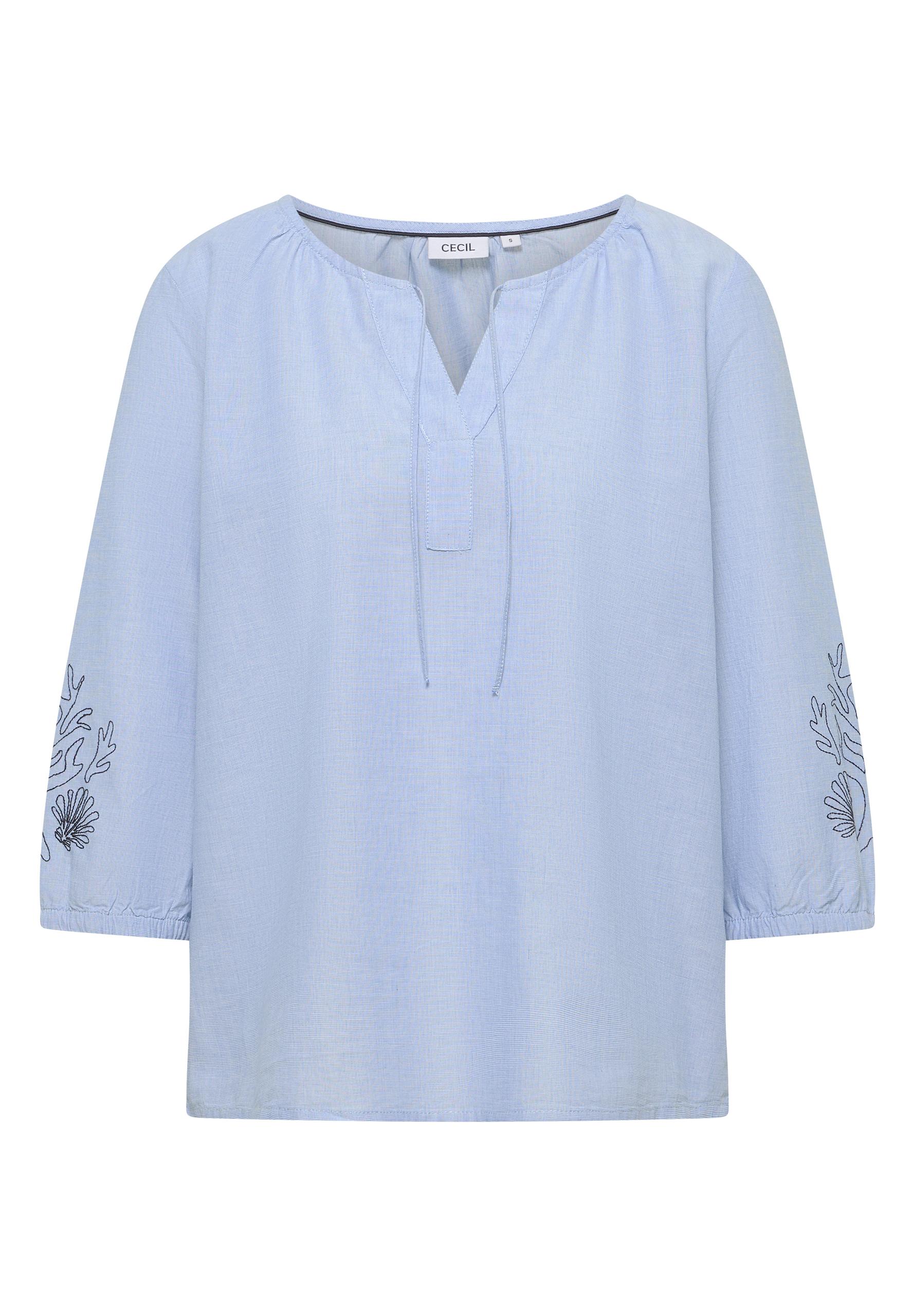 3/4-Arm Bluse mit Stickerei M - Blouse Blue