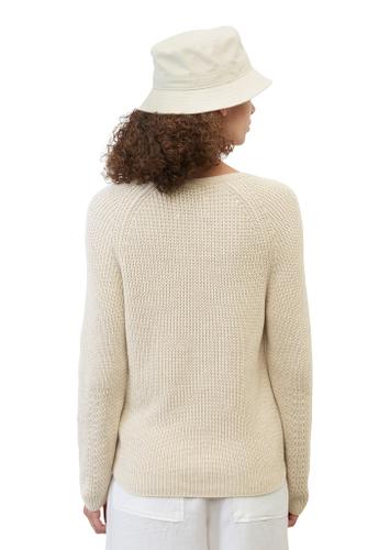 Pullover, V-neck, long-sleeve, half cardigan stitch