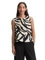 Bluse mit Kordelzug 38 Regular Fit - Abstract Beige Zebra