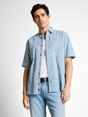 Comfort Fit Kurzarmhemd mit Muster XL Comfort Fit - Light Blue Tonal Design