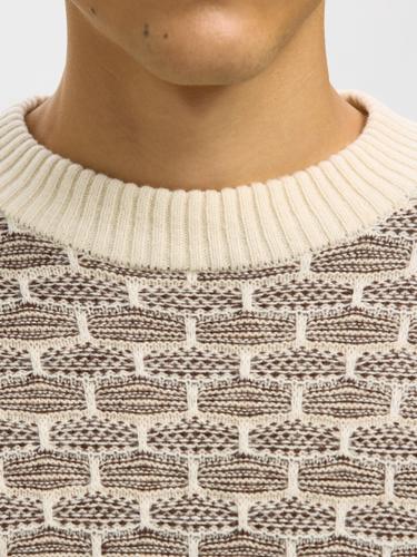 SLHKEITH LS KNIT RELAXED CREW NECK XL Locker geschnitten - Egret