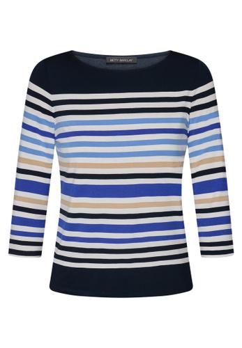 Basic Shirt 44 Tailliert - Dunkelblau/Weiß