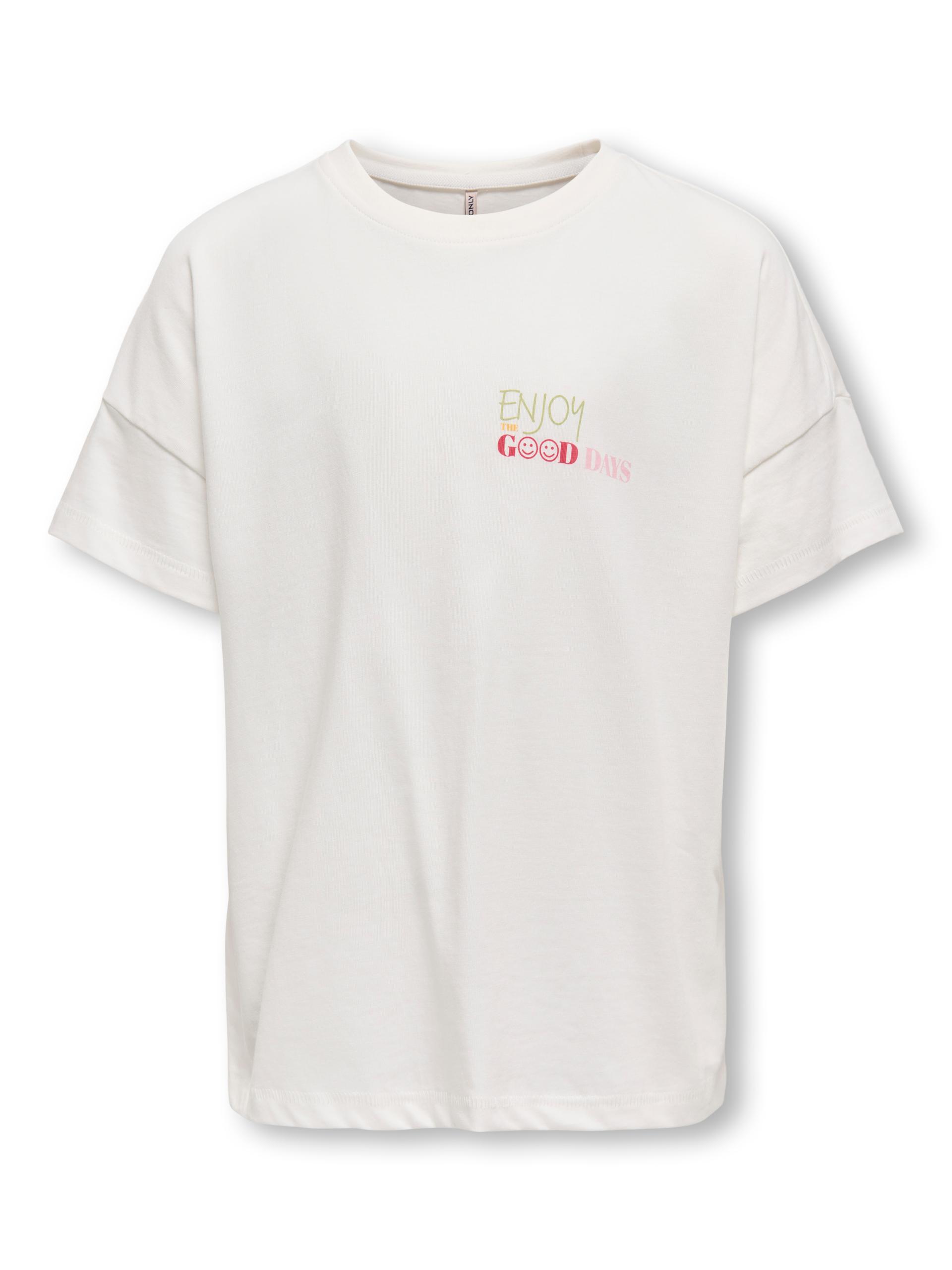KOGLIA LIFE S/S OVZ PRINTED TEE JRS 134/140 Locker geschnitten - Cloud Dancer