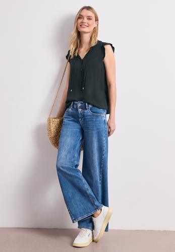 Blusentop mit Split Neck und Rüschen 36 - Deep Bound Green