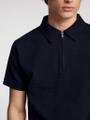 SLHSANDER SEERSUCKER ZIP SS POLO Blau M