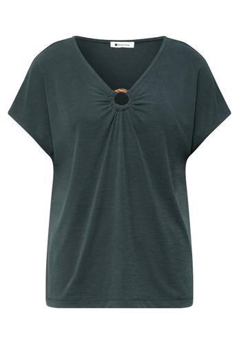 Silk-Look Shirt mit V-Neck und Deko-Detail