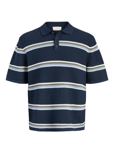 JORMAINE KNIT STRIPE POLO MNI 122 Locker geschnitten - Sky Captain