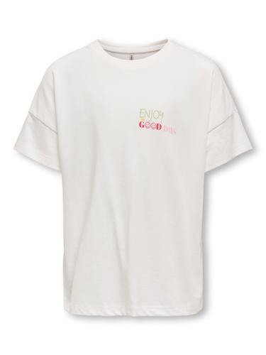 KOGLIA LIFE S/S OVZ PRINTED TEE JRS 134/140 Locker geschnitten - Cloud Dancer