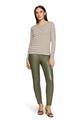 Streifenshirt L Leicht tailliert - Khaki/Cream