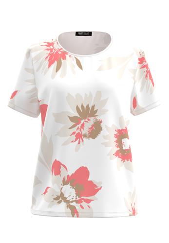 T-Shirt NOS mit Blütenprint 42 - Tangerine/affogato/ecru/cream