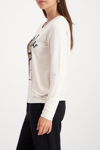 Langarmshirt mit Fellapplikationen 46 - Almond