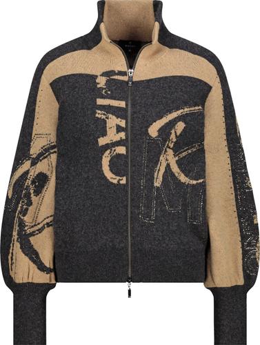Strickjacke mit Strasssteinen 42 - Anthra Melange Gemustert