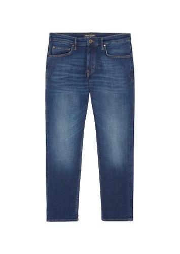 Denim trousers, shaped fit, shaped leg, low waist, reg. crotch, regular length