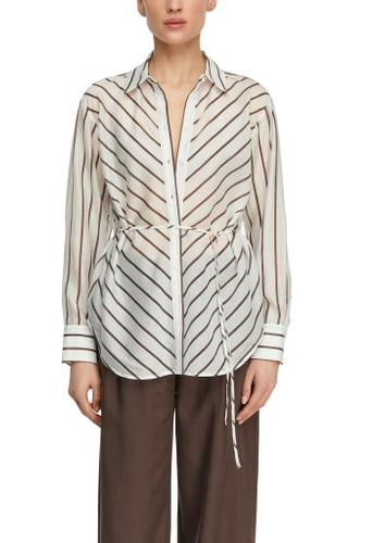 Bluse 40 - Weiß|braun