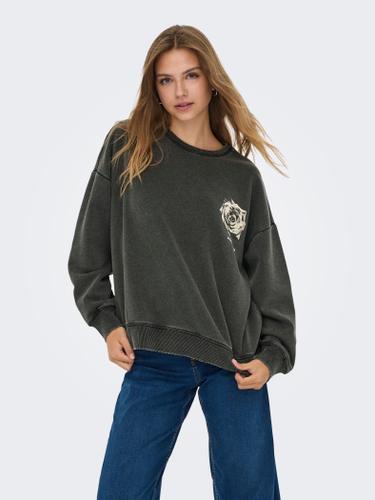 ONLSINNA L/S O-NECK PRINT BOX SWT L Locker geschnitten - Black
