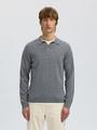 SLHTRAY LS KNIT MERINO OPEN POLO XL Normal geschnitten - Medium Grey Melange