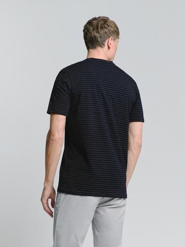 T-Shirt Crewneck Small Pin Stripe M Regular Fit - Deep Blue