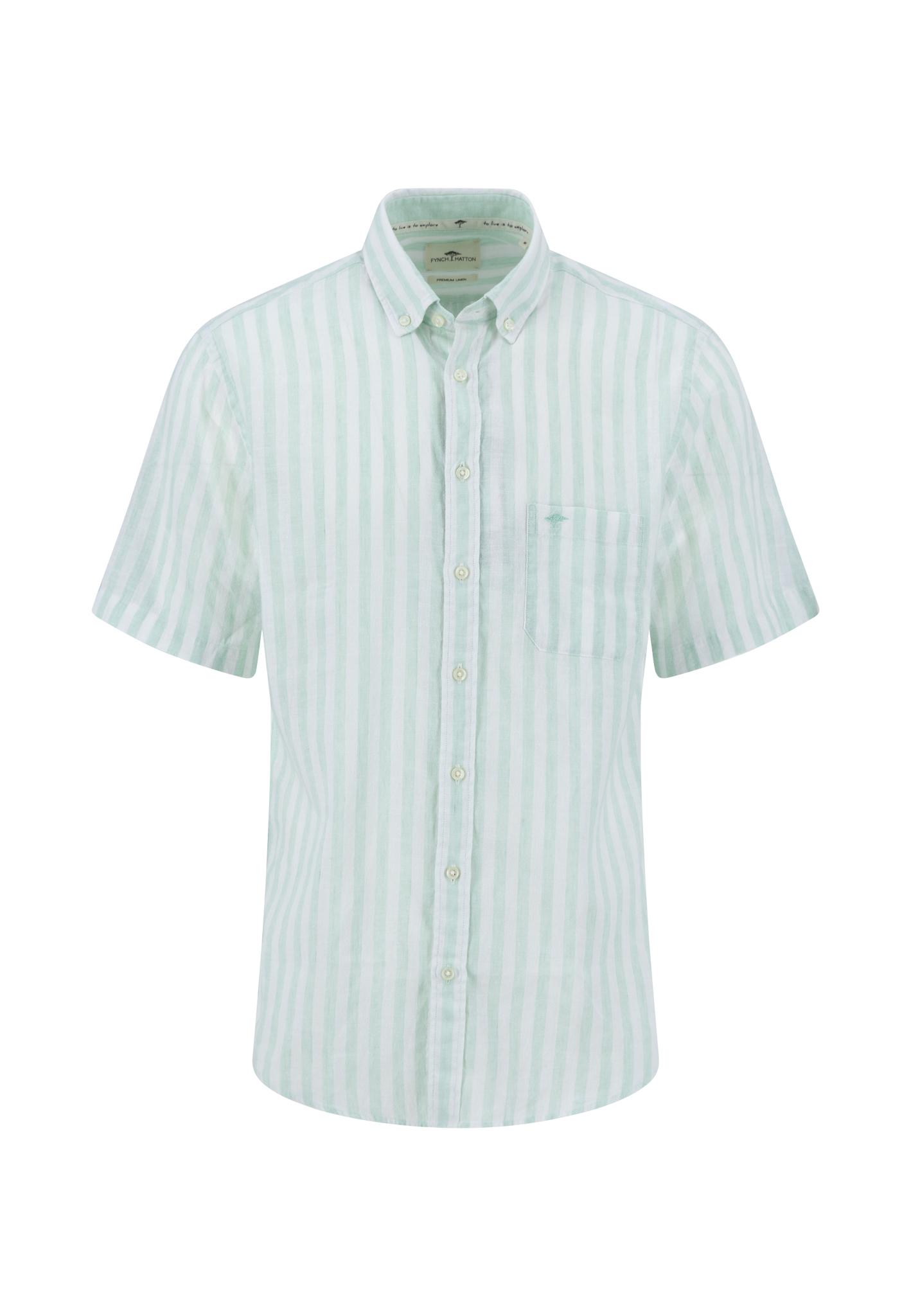 Summer Linen Stripes, B.D., 1/2 L Casual Fit - Minty Green