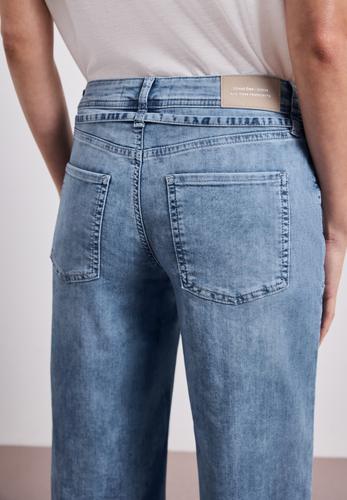 Mid Waist Wide Leg Jeans im Loose Fit 29/7/8 Hosen - Mid Blue Random Wash