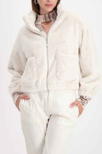 Flauschige Jacke mit Taschen 40 - Almond