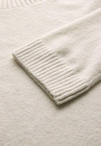 Strickpullover mit Rundhals 40 - Cream White Melange