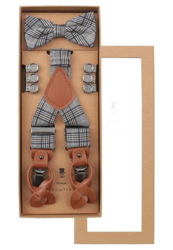 Set Hosenträger+Fliege Karo OS - M-braun