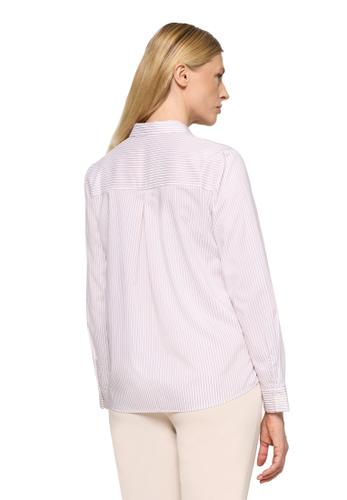 Hemdbluse 46 Gerade - White/Taupe