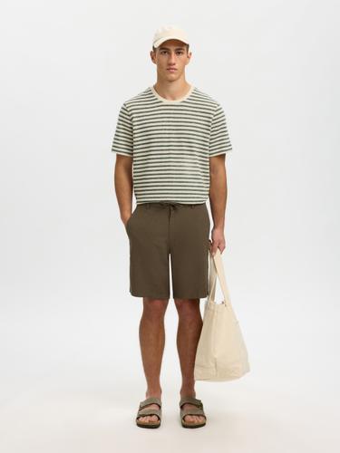 SLHKEVIN STRIPE SS O-NECK TEE M Normal geschnitten - Egret