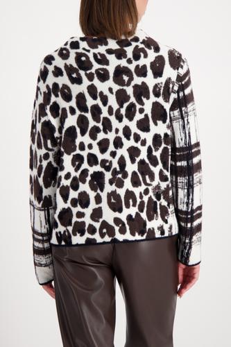 Flauschiger Pullover mit Mustermix 46 - Schwarz Gemustert