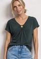 Silk-Look Shirt mit V-Neck und Deko-Detail