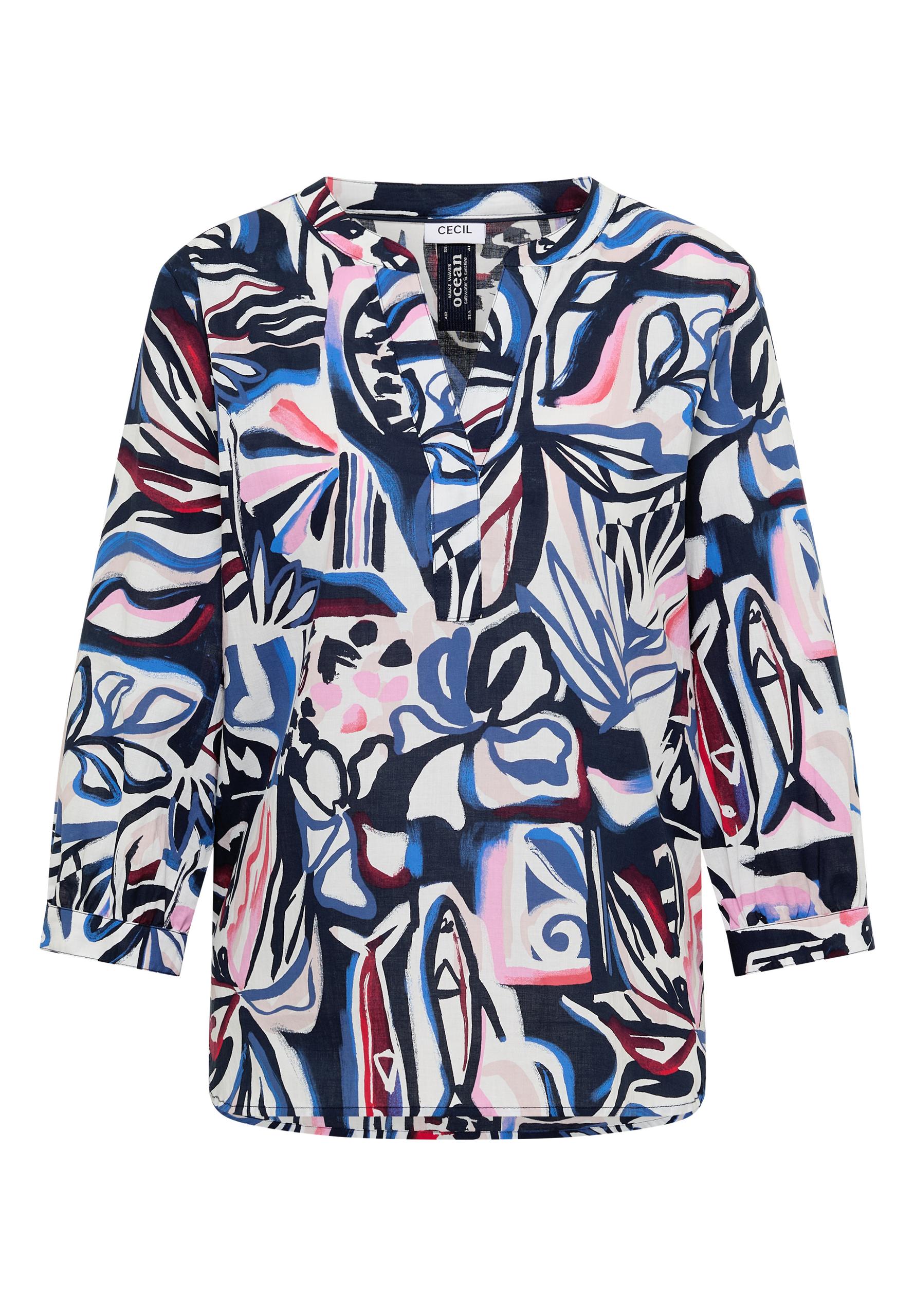 3/4-Arm Bluse mit Multicolor Print S - Universal Blue