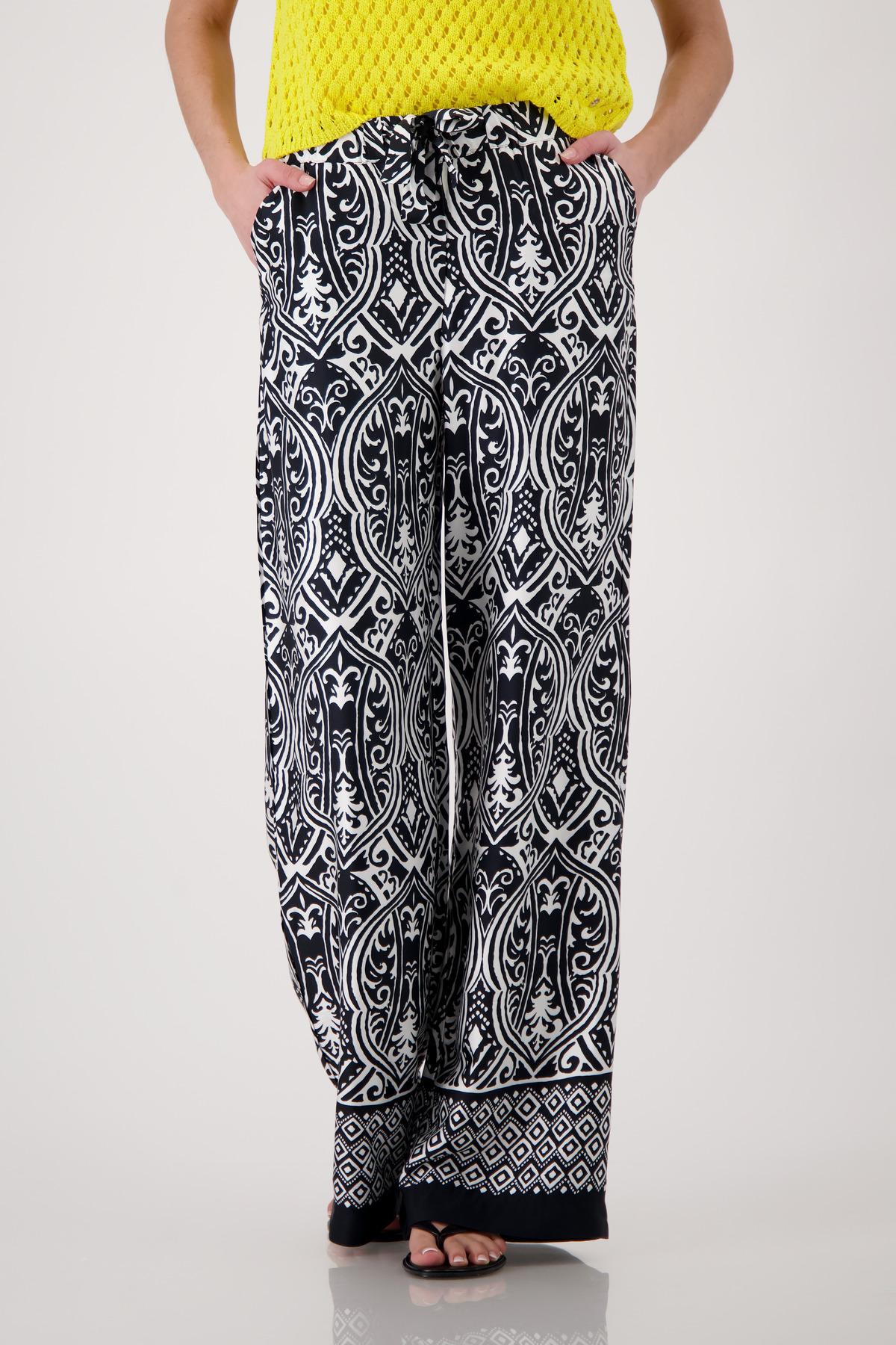 Palazzo-Hose mit Ornament-Muster 42 - Schwarz Gemustert