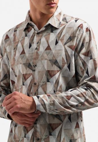 Shirt Allover Printed Fine Corduroy XL Regular Fit - Taupe