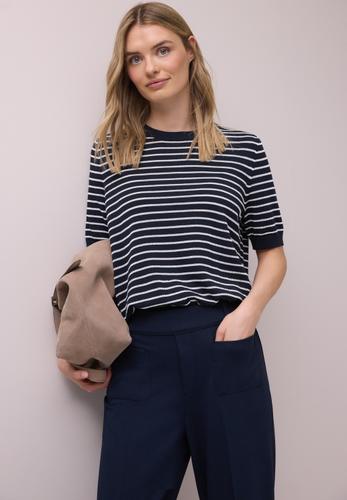 Kurzarm Pullover mit Streifenmuster 44 - Shadowed Navy
