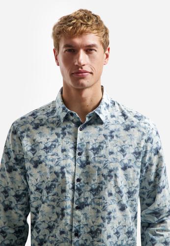 Shirt Allover Printed Yarn Dyed Dobby XL Regular Fit - Blue