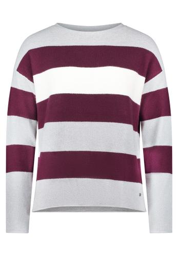 Strickpullover 38 Gerade - Grey/dark Red