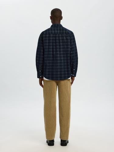 SLMREGCLAUS CORD YD CHECK LS SHIRT XL Normal geschnitten - Navy Blazer