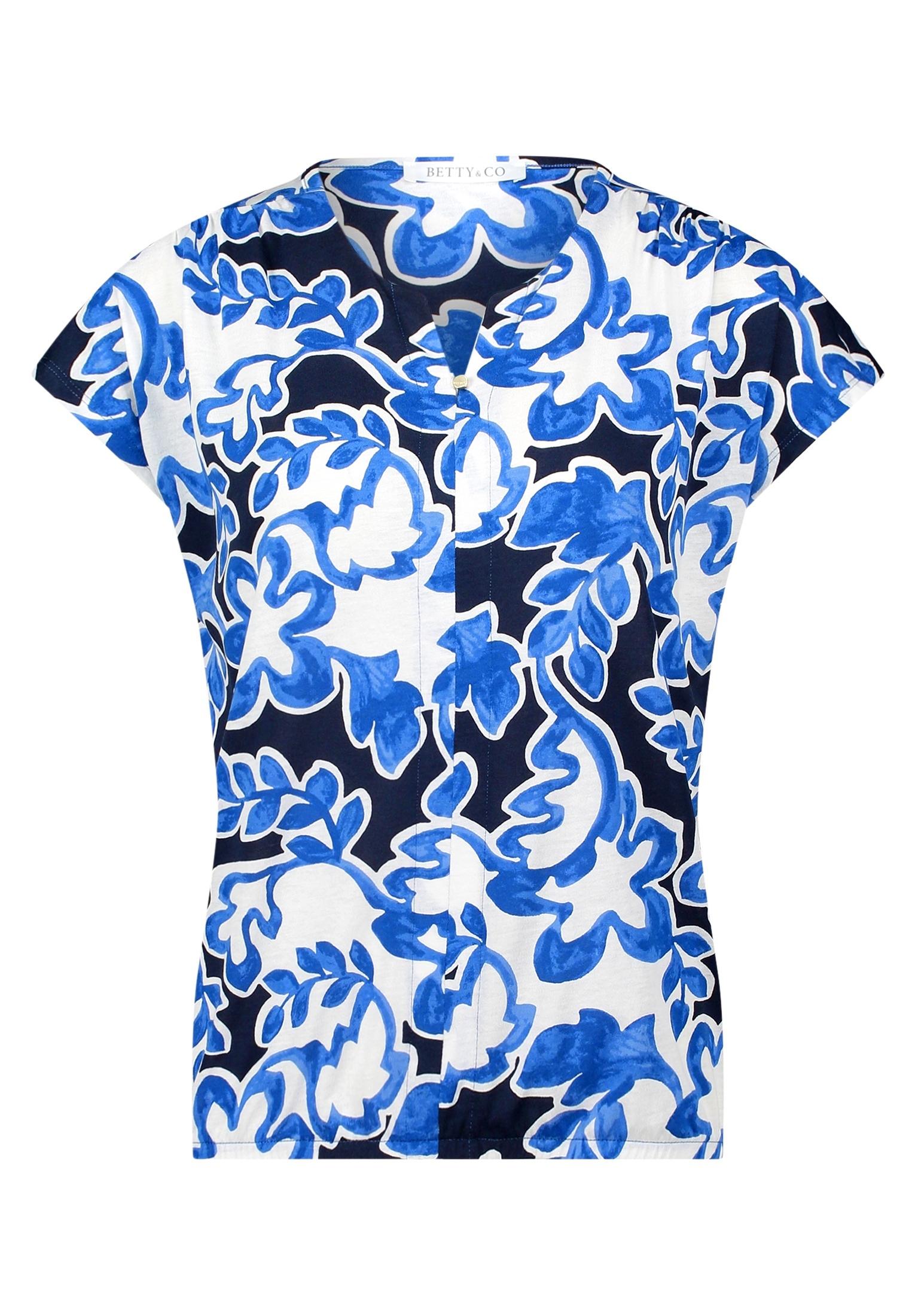 Blusenshirt S Lässig - Weiß/dunkelblau