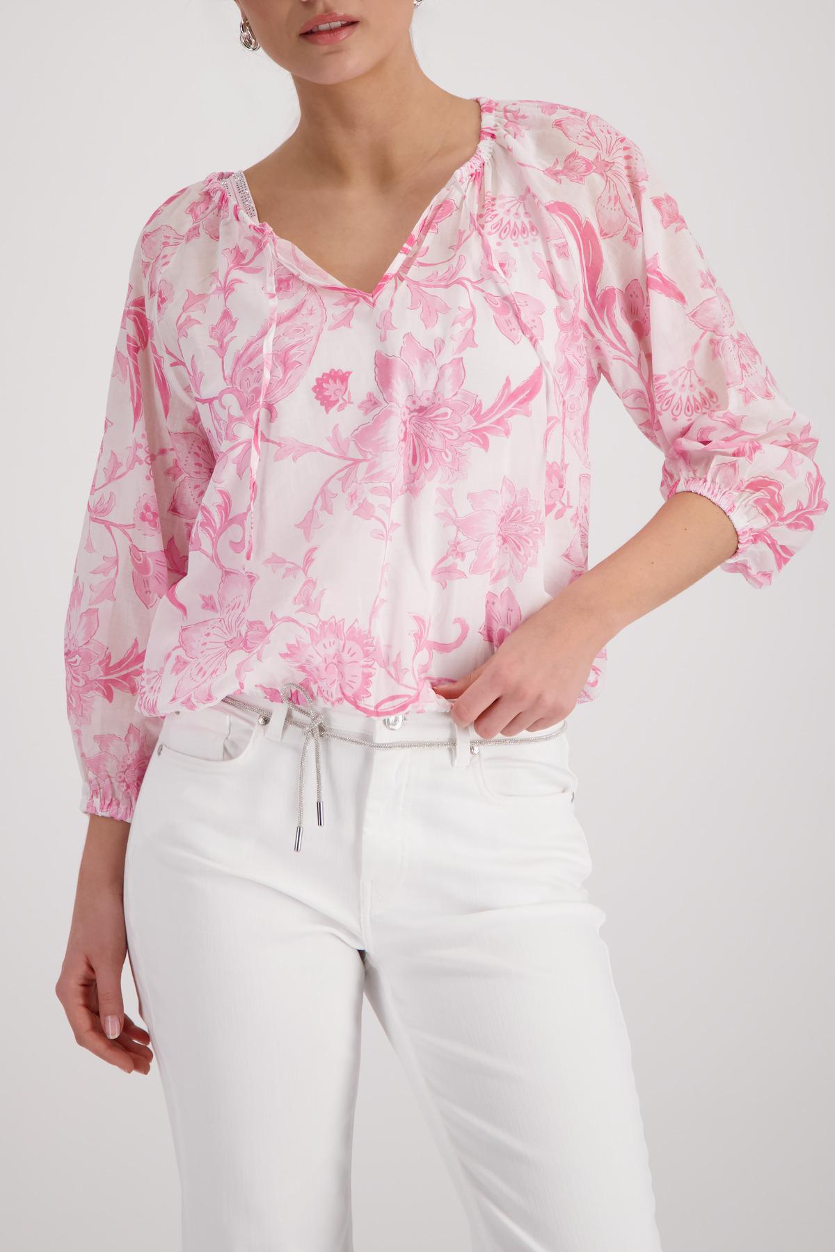 Bluse mit Blumenmuster 40 - French Rose Gemustert